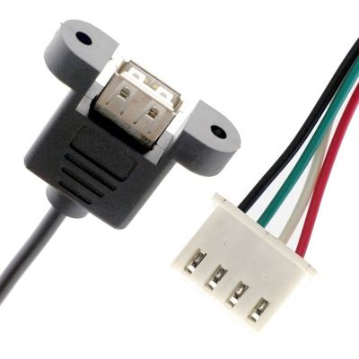 사용자 지정 나사 잠금 스터드 여성 패널 마운트 USB 2.0 타입 A ~ JST XH PH SH 조립 케이블