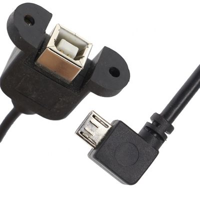 맞춤 스크루 잠금 90도 각 미크로 B 남성 USB 2.0 유형 B 여성 패널 마운트 확장 케이블