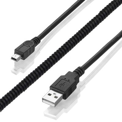 고품질 스프링 코일드 데이터 충전 미니 USB 2.0 확장 충전 케이블 카메라 PS3 카메라