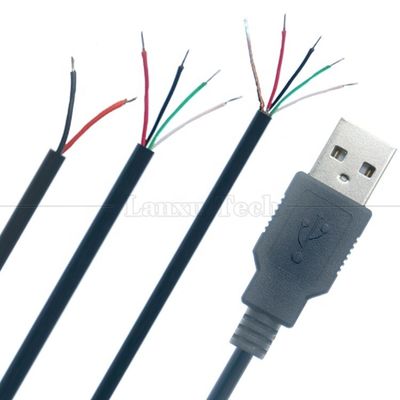 사용자 정의 USB 2.0 타입 A 남성부터 벗겨진 캔 2 3 4 와이어 오픈 엔드 피그테일 데이터 충전 케이블