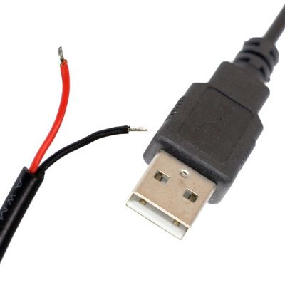 OEM USB 2.0 A 남성 오픈 스트리핑 틴 용접 맨 2 와이어 끝 핑테일 충전 케이블