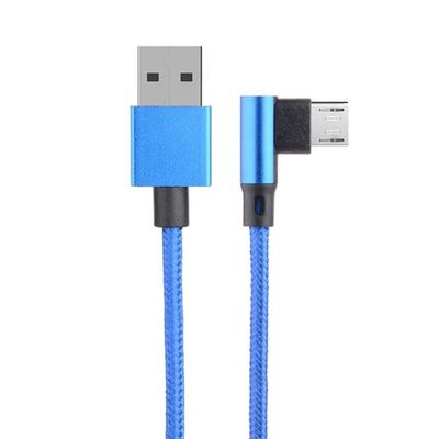빠른 충전 2.4A 나일론 넥타이 L 모양 왼쪽 각 마이크로 b USB A 남성 데이터 충전 케이블 전화