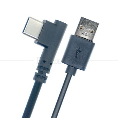 고품질 1M 2M 3M 5M 2A 24AWG 90도 직각 USB C형 케이블