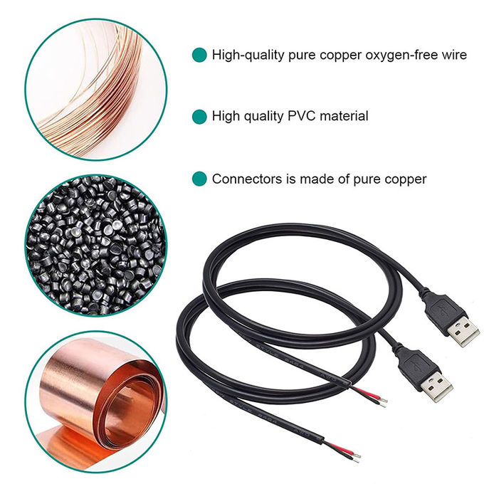 5V USB를 열기 위해 LED 스트립 라이트 램프에 대한 피그테일 전원 충전 케이블 4