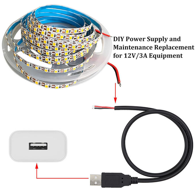5V USB를 열기 위해 LED 스트립 라이트 램프에 대한 피그테일 전원 충전 케이블 2