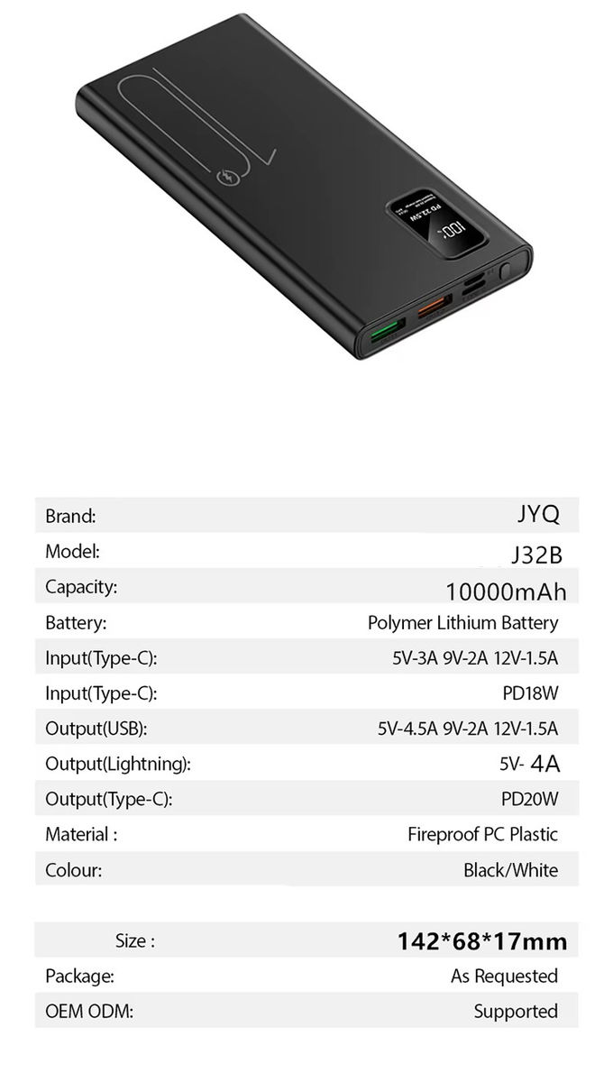아웃도어 휴대용 10000mAh 파워뱅크 LED 디스플레이 PD QC3.0 22.5W 빠른 충전 슬림 파워뱅크 10000mAh USB-C 충전기 iphone 15 7