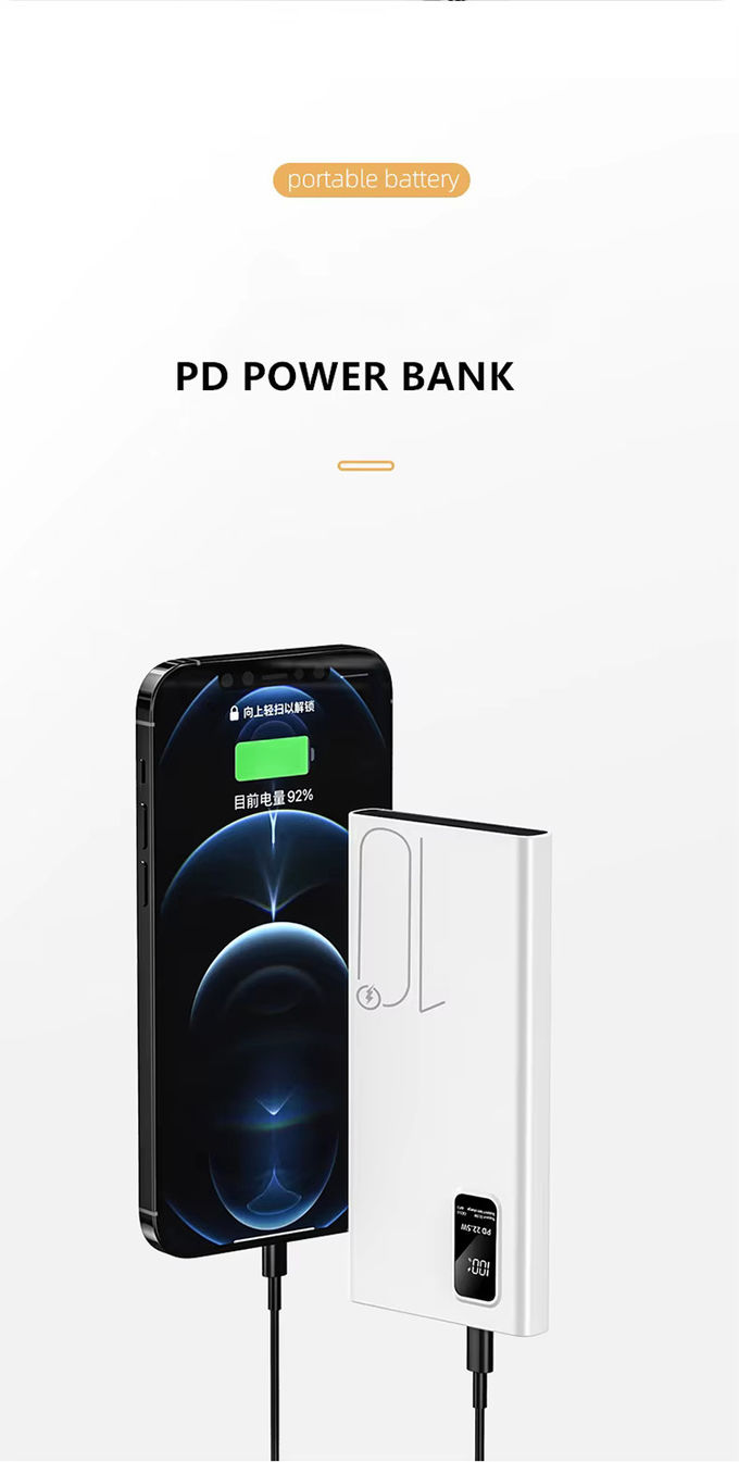 아웃도어 휴대용 10000mAh 파워뱅크 LED 디스플레이 PD QC3.0 22.5W 빠른 충전 슬림 파워뱅크 10000mAh USB-C 충전기 iphone 15 5